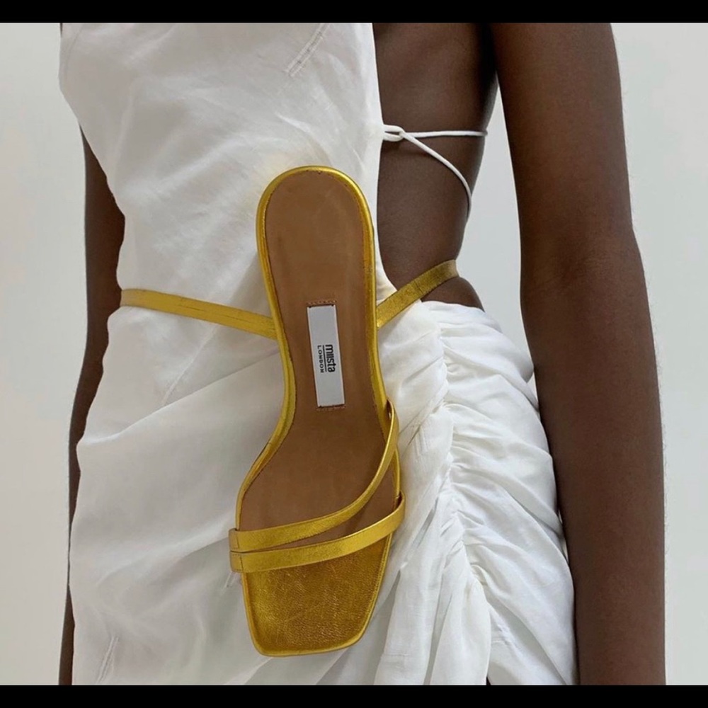 *Worn once* Miista gold sandals